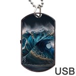 Tsunami Waves Ocean Sea Water Rough Seas 7 Dog Tag USB Flash (Two Sides) Front