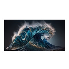 Tsunami Waves Ocean Sea Water Rough Seas 7 Satin Wrap 35  X 70  by Ravend