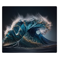 Tsunami Waves Ocean Sea Water Rough Seas 7 One Side Premium Plush Fleece Blanket (small) by Ravend