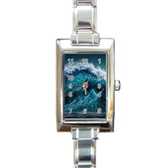 Tsunami Waves Ocean Sea Water Rough Seas 6 Rectangle Italian Charm Watch