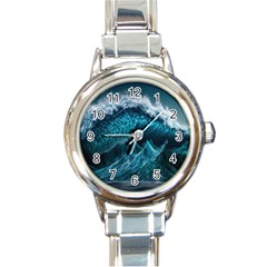 Tsunami Waves Ocean Sea Water Rough Seas 6 Round Italian Charm Watch