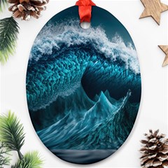 Tsunami Waves Ocean Sea Water Rough Seas 6 Ornament (Oval)