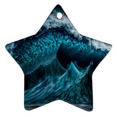 Tsunami Waves Ocean Sea Water Rough Seas 6 Ornament (star) by Ravend