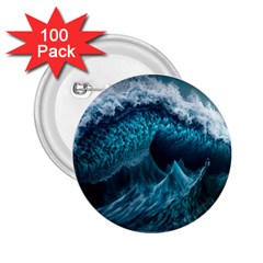 Tsunami Waves Ocean Sea Water Rough Seas 6 2.25  Buttons (100 pack) 