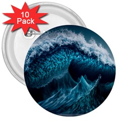 Tsunami Waves Ocean Sea Water Rough Seas 6 3  Buttons (10 Pack)  by Ravend