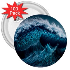 Tsunami Waves Ocean Sea Water Rough Seas 6 3  Buttons (100 pack) 