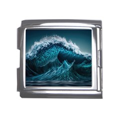 Tsunami Waves Ocean Sea Water Rough Seas 6 Mega Link Italian Charm (18mm) by Ravend