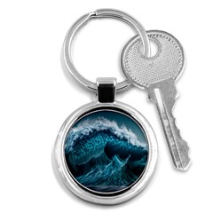 Tsunami Waves Ocean Sea Water Rough Seas 6 Key Chain (Round)