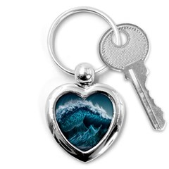 Tsunami Waves Ocean Sea Water Rough Seas 6 Key Chain (Heart)