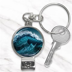 Tsunami Waves Ocean Sea Water Rough Seas 6 Nail Clippers Key Chain