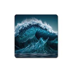 Tsunami Waves Ocean Sea Water Rough Seas 6 Square Magnet by Ravend