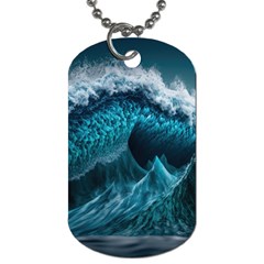 Tsunami Waves Ocean Sea Water Rough Seas 6 Dog Tag (one Side) by Ravend