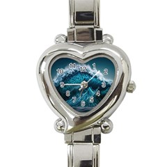 Tsunami Waves Ocean Sea Water Rough Seas 6 Heart Italian Charm Watch