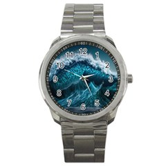 Tsunami Waves Ocean Sea Water Rough Seas 6 Sport Metal Watch