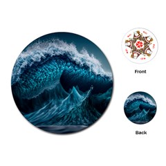 Tsunami Waves Ocean Sea Water Rough Seas 6 Playing Cards Single Design (Round)