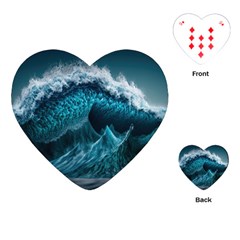 Tsunami Waves Ocean Sea Water Rough Seas 6 Playing Cards Single Design (Heart)