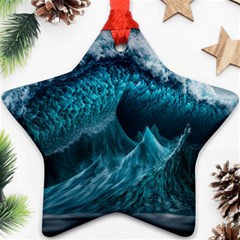 Tsunami Waves Ocean Sea Water Rough Seas 6 Star Ornament (Two Sides)