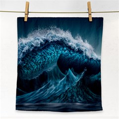 Tsunami Waves Ocean Sea Water Rough Seas 6 Face Towel by Ravend