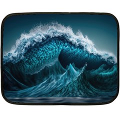 Tsunami Waves Ocean Sea Water Rough Seas 6 One Side Fleece Blanket (mini) by Ravend