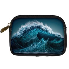 Tsunami Waves Ocean Sea Water Rough Seas 6 Digital Camera Leather Case