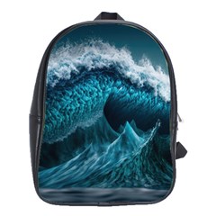 Tsunami Waves Ocean Sea Water Rough Seas 6 School Bag (Large)