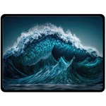 Tsunami Waves Ocean Sea Water Rough Seas 6 One Side Fleece Blanket (Large) 80 x60  Blanket Front