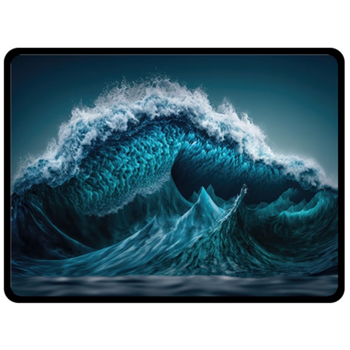 Tsunami Waves Ocean Sea Water Rough Seas 6 One Side Fleece Blanket (Large)