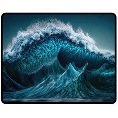 Tsunami Waves Ocean Sea Water Rough Seas 6 One Side Fleece Blanket (medium) by Ravend