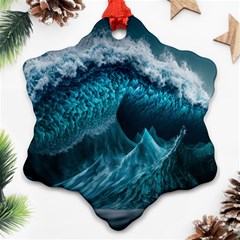 Tsunami Waves Ocean Sea Water Rough Seas 6 Ornament (Snowflake)