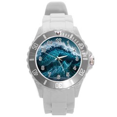 Tsunami Waves Ocean Sea Water Rough Seas 6 Round Plastic Sport Watch (L)