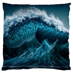 Tsunami Waves Ocean Sea Water Rough Seas 6 Large Cushion Case (two Sides) by Ravend