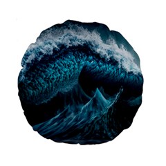 Tsunami Waves Ocean Sea Water Rough Seas 6 Standard 15  Premium Round Cushions