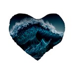 Tsunami Waves Ocean Sea Water Rough Seas 6 Standard 16  Premium Heart Shape Cushions Front