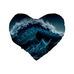 Tsunami Waves Ocean Sea Water Rough Seas 6 Standard 16  Premium Heart Shape Cushions Back