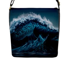 Tsunami Waves Ocean Sea Water Rough Seas 6 Flap Closure Messenger Bag (l) by Ravend