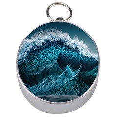 Tsunami Waves Ocean Sea Water Rough Seas 6 Silver Compasses