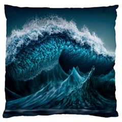 Tsunami Waves Ocean Sea Water Rough Seas 6 Standard Premium Plush Fleece Cushion Case (One Side)