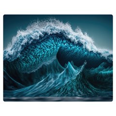 Tsunami Waves Ocean Sea Water Rough Seas 6 Premium Plush Fleece Blanket (medium) by Ravend