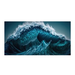 Tsunami Waves Ocean Sea Water Rough Seas 6 Satin Wrap 35  x 70 