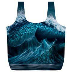 Tsunami Waves Ocean Sea Water Rough Seas 6 Full Print Recycle Bag (xxl) by Ravend