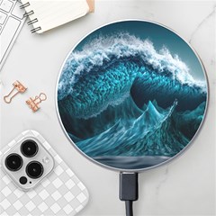 Tsunami Waves Ocean Sea Water Rough Seas 6 Wireless Fast Charger(White)