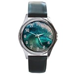 Tsunami Waves Ocean Sea Water Rough Seas 2 Round Metal Watch Front