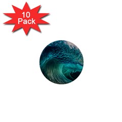 Tsunami Waves Ocean Sea Water Rough Seas 2 1  Mini Buttons (10 pack) 