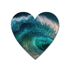 Tsunami Waves Ocean Sea Water Rough Seas 2 Heart Magnet