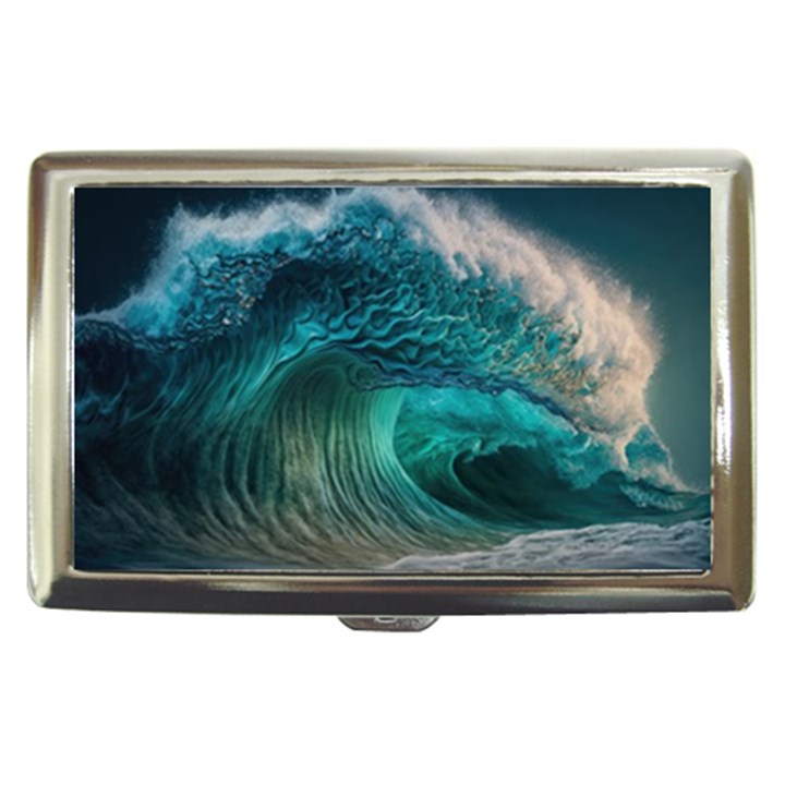 Tsunami Waves Ocean Sea Water Rough Seas 2 Cigarette Money Case