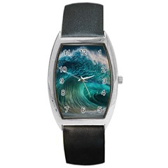 Tsunami Waves Ocean Sea Water Rough Seas 2 Barrel Style Metal Watch