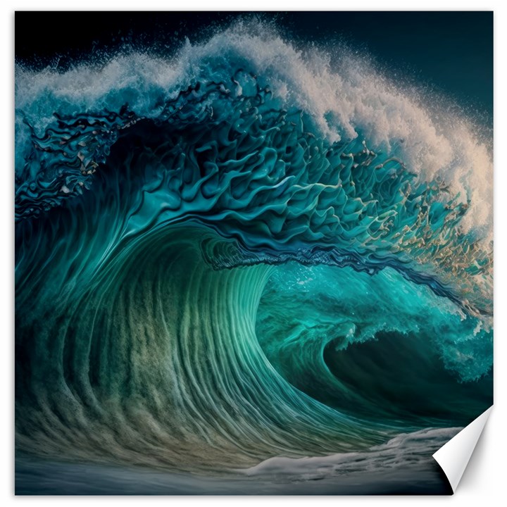 Tsunami Waves Ocean Sea Water Rough Seas 2 Canvas 20  x 20 