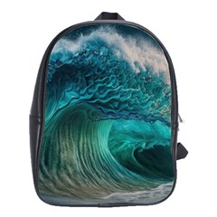 Tsunami Waves Ocean Sea Water Rough Seas 2 School Bag (large) by Ravend