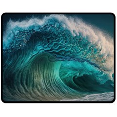 Tsunami Waves Ocean Sea Water Rough Seas 2 One Side Fleece Blanket (medium) by Ravend