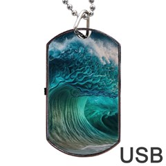 Tsunami Waves Ocean Sea Water Rough Seas 2 Dog Tag Usb Flash (one Side) by Ravend